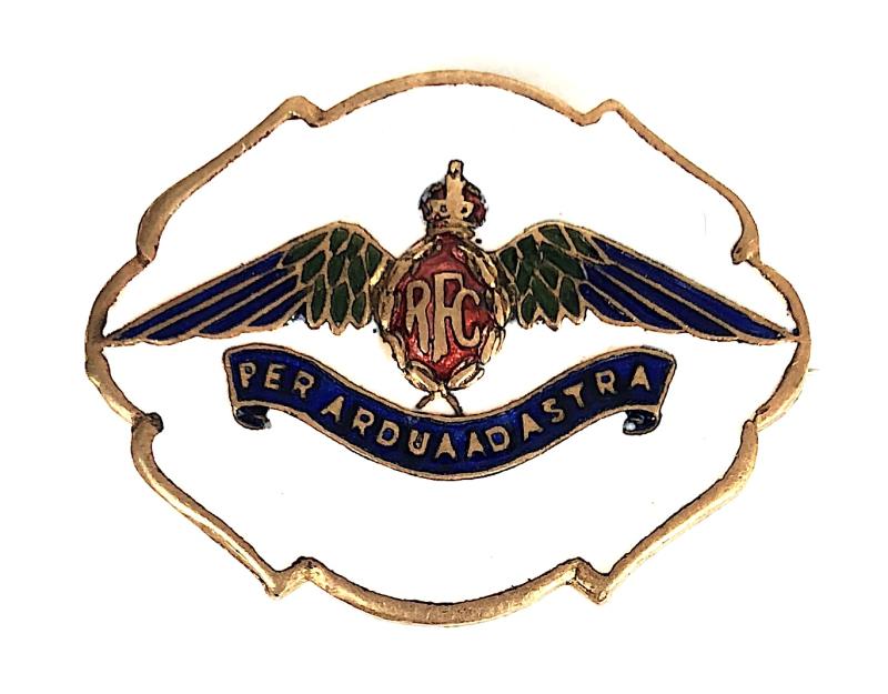 WW1 Royal Flying Corps white faced enamel RFC sweetheart brooch