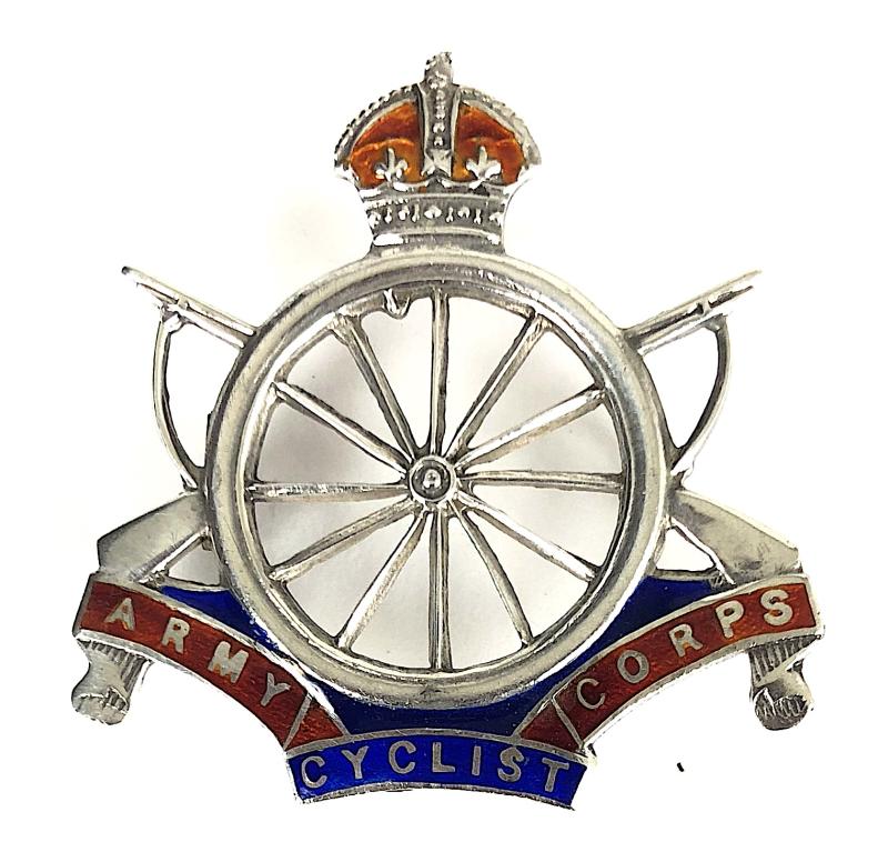 WW1 Army Cyclist Corps Silver & Enamel Brooch