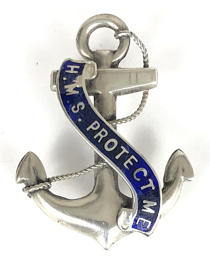 HMS PROTECT ME 1915 Hollow Silver Anchor Brooch