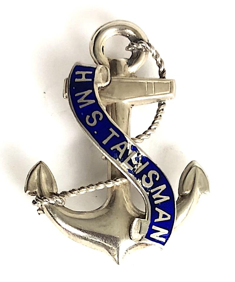 HMS Talisman 1915 Hollow Silver Anchor Brooch
